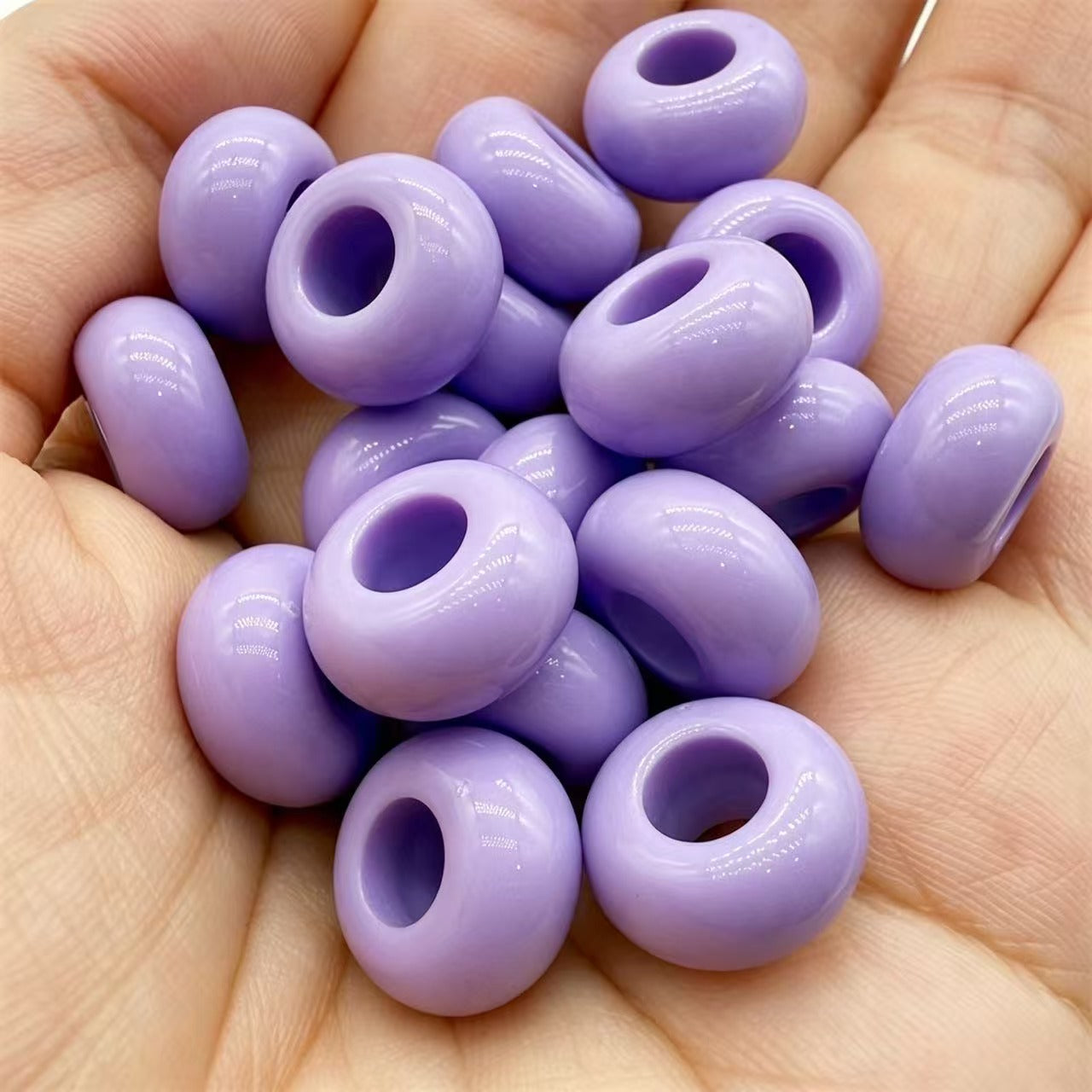 Lu 200pcs Acrylic Candy Color Large-Hole Abacus Beads