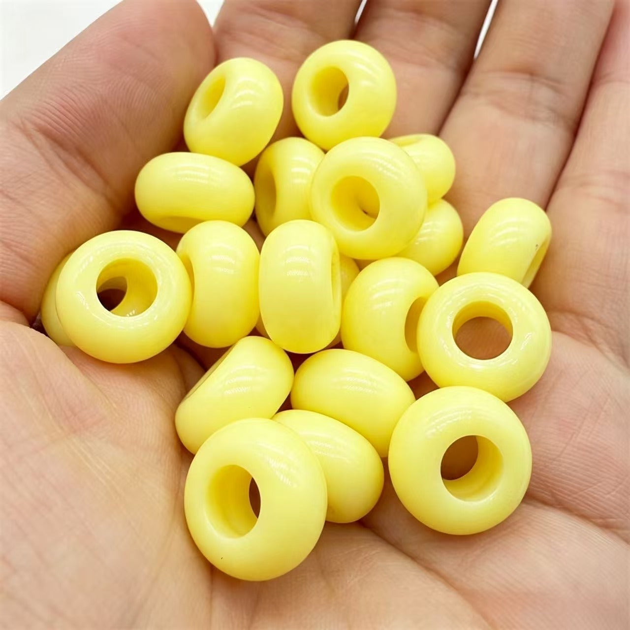 Lu 200pcs Acrylic Candy Color Large-Hole Abacus Beads