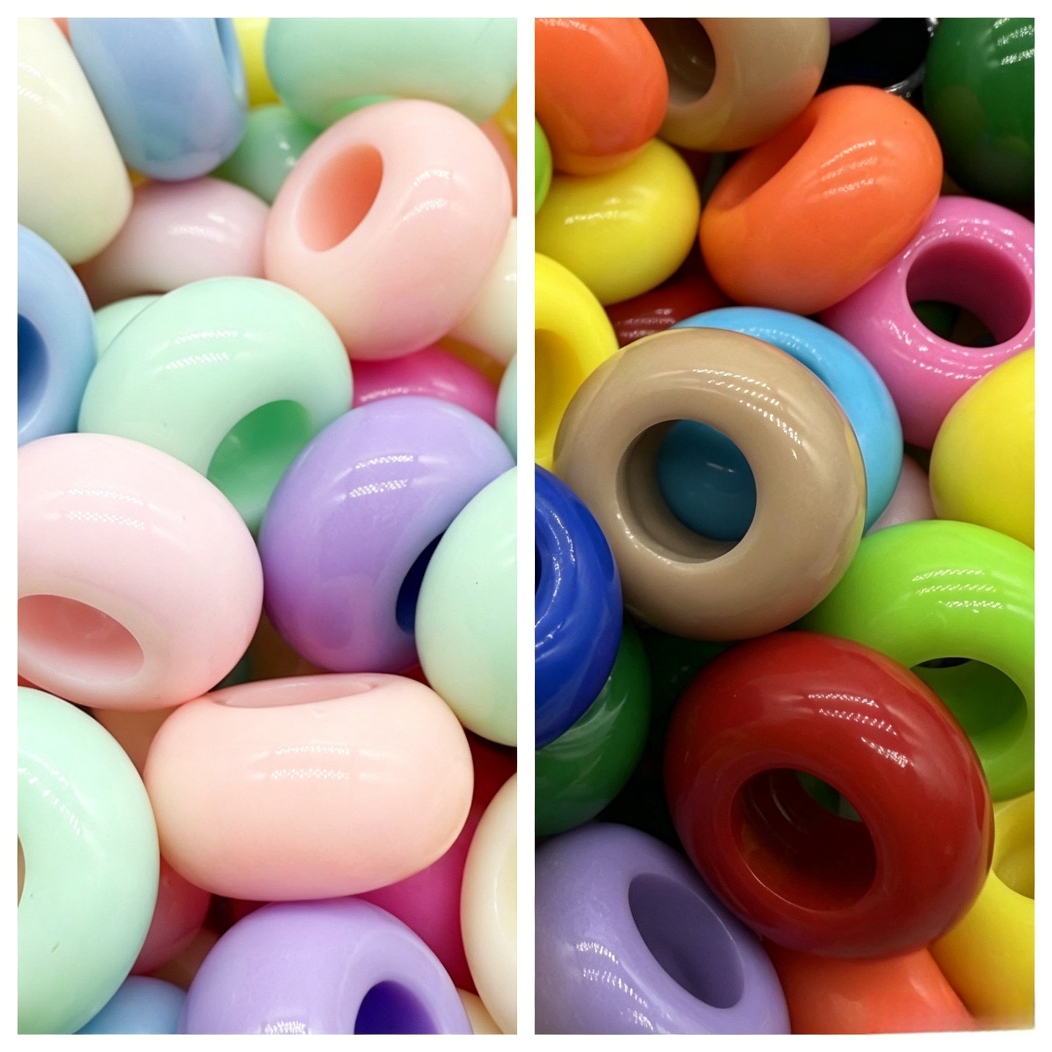 Lu 200pcs Acrylic Candy Color Large-Hole Abacus Beads