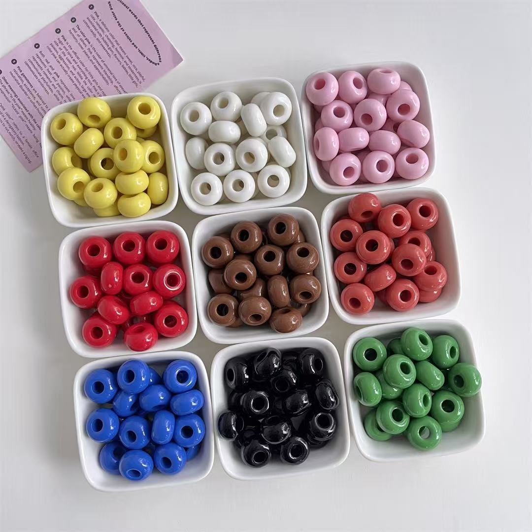 Lu 100pcs Acrylic Large Hole Wheel Beads