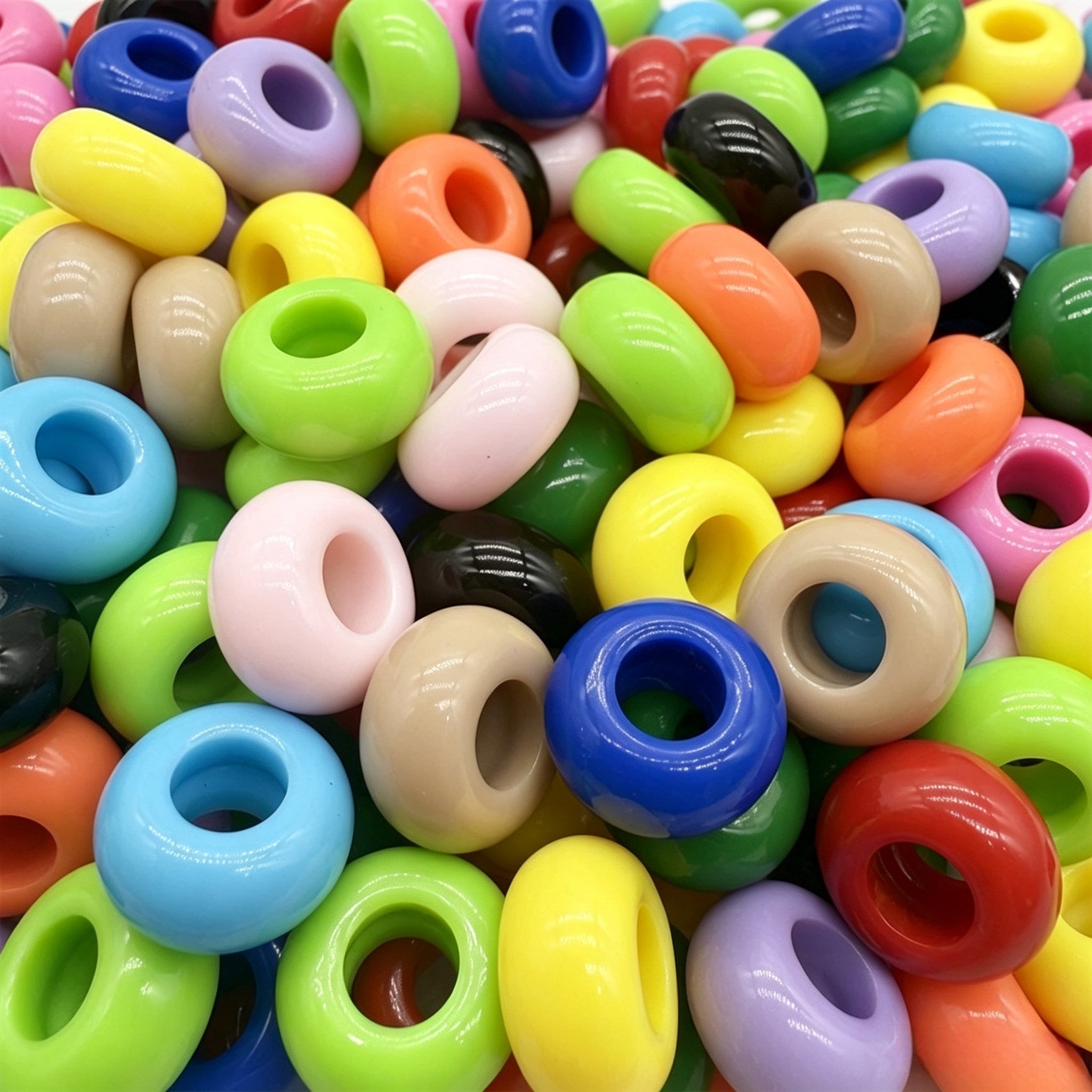 Lu 200pcs Acrylic Candy Color Large-Hole Abacus Beads
