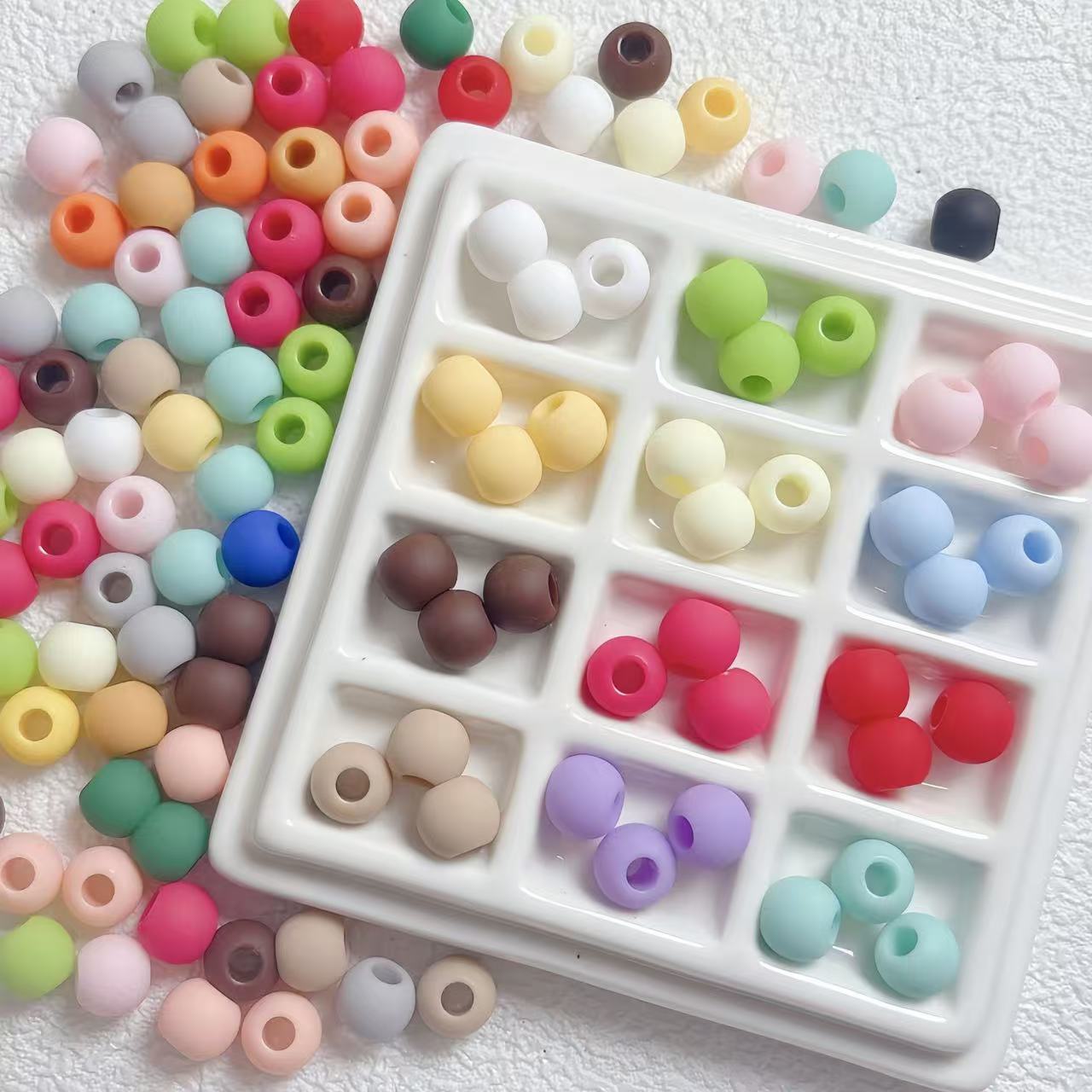 Lu 100pcs Macaron Matte Rubber Texture Colorful Beads