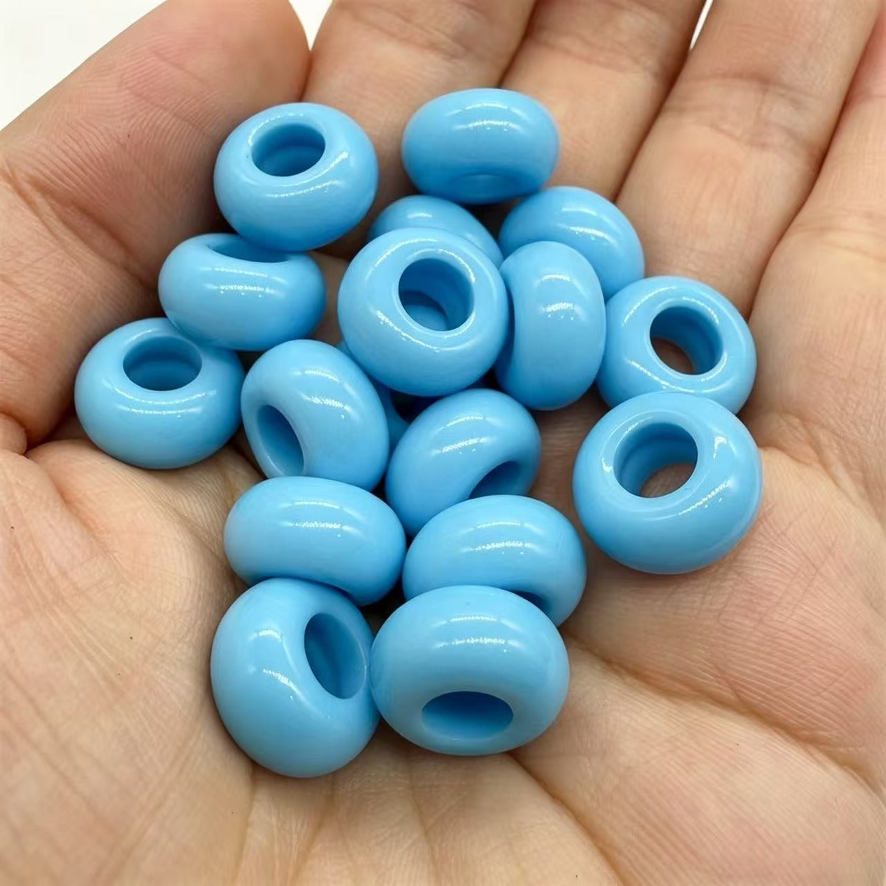 Lu 200pcs Acrylic Candy Color Large-Hole Abacus Beads