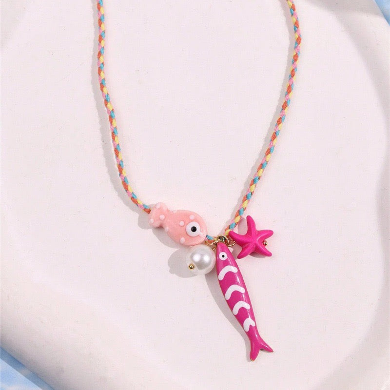 Lu Summer Beach Handmade Fish Pearl Starfish Pendants