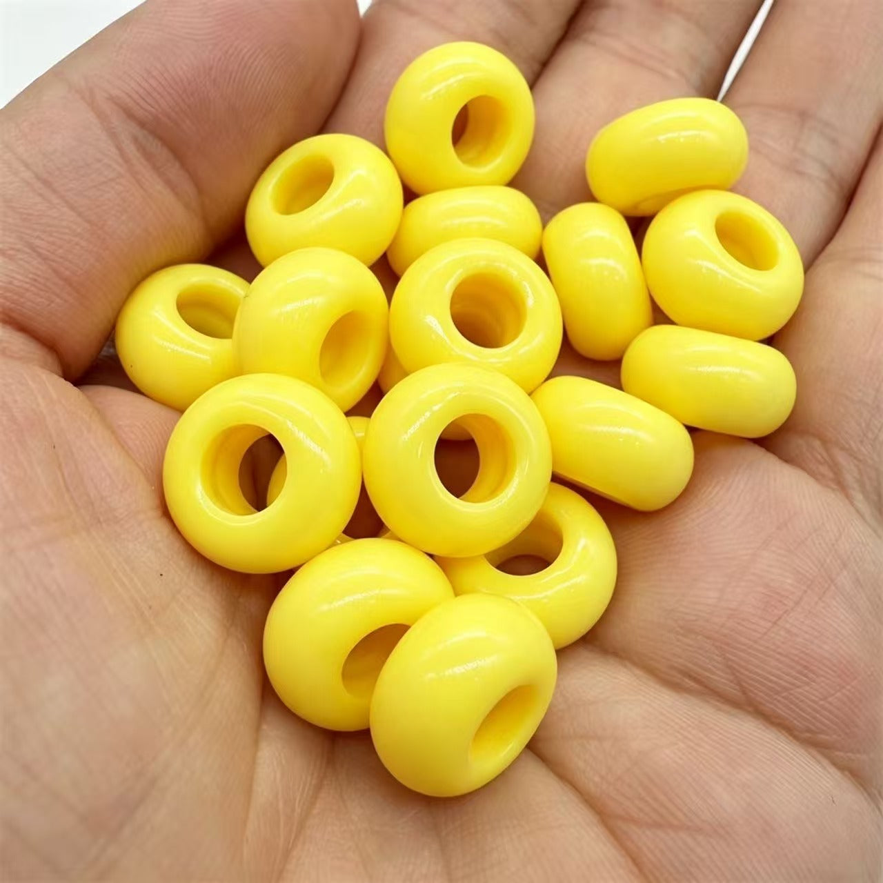 Lu 200pcs Acrylic Candy Color Large-Hole Abacus Beads