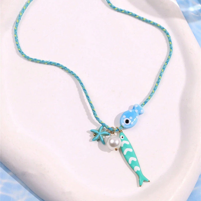 Lu Summer Beach Handmade Fish Pearl Starfish Pendants