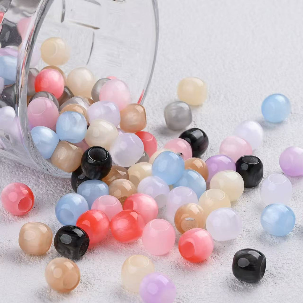 Lu 100pcs Multicolor Cat Eye Resin Beads