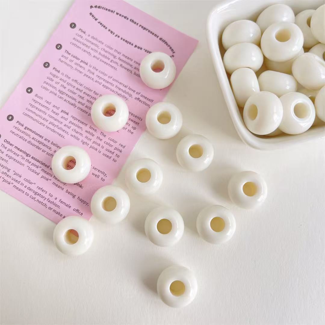 Lu 100pcs Acrylic Large Hole Wheel Beads