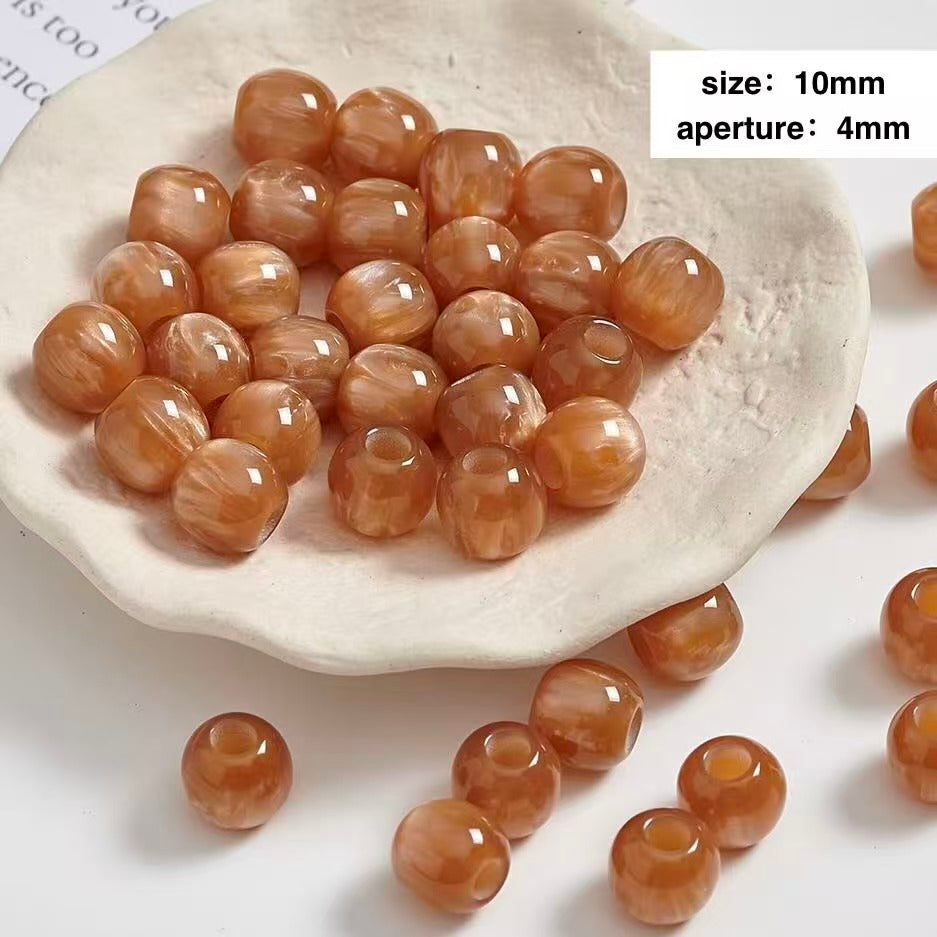 Lu 100pcs Glazed Resin Loose Beads