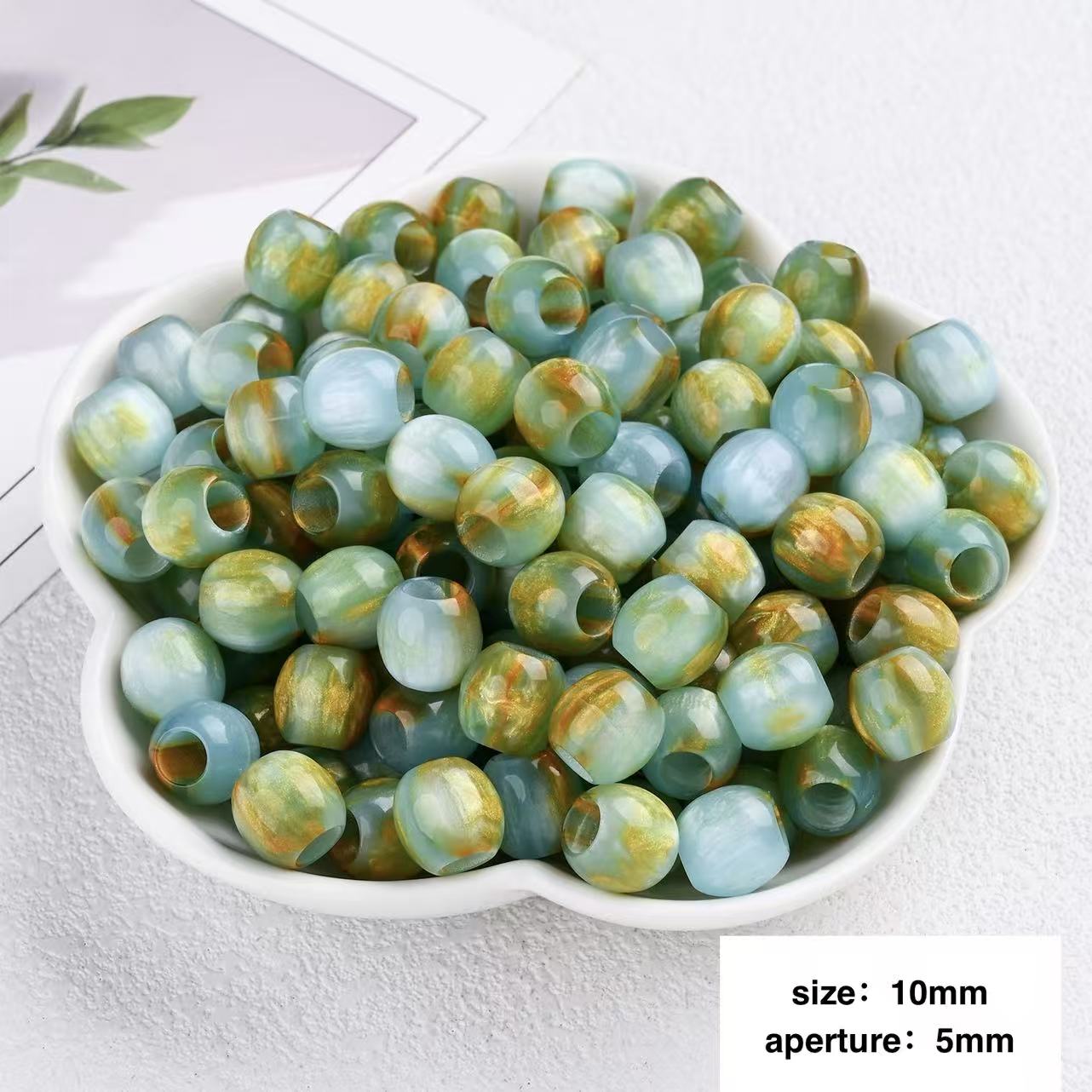 Lu 100pcs Oil Painting Style Resin Round Beads