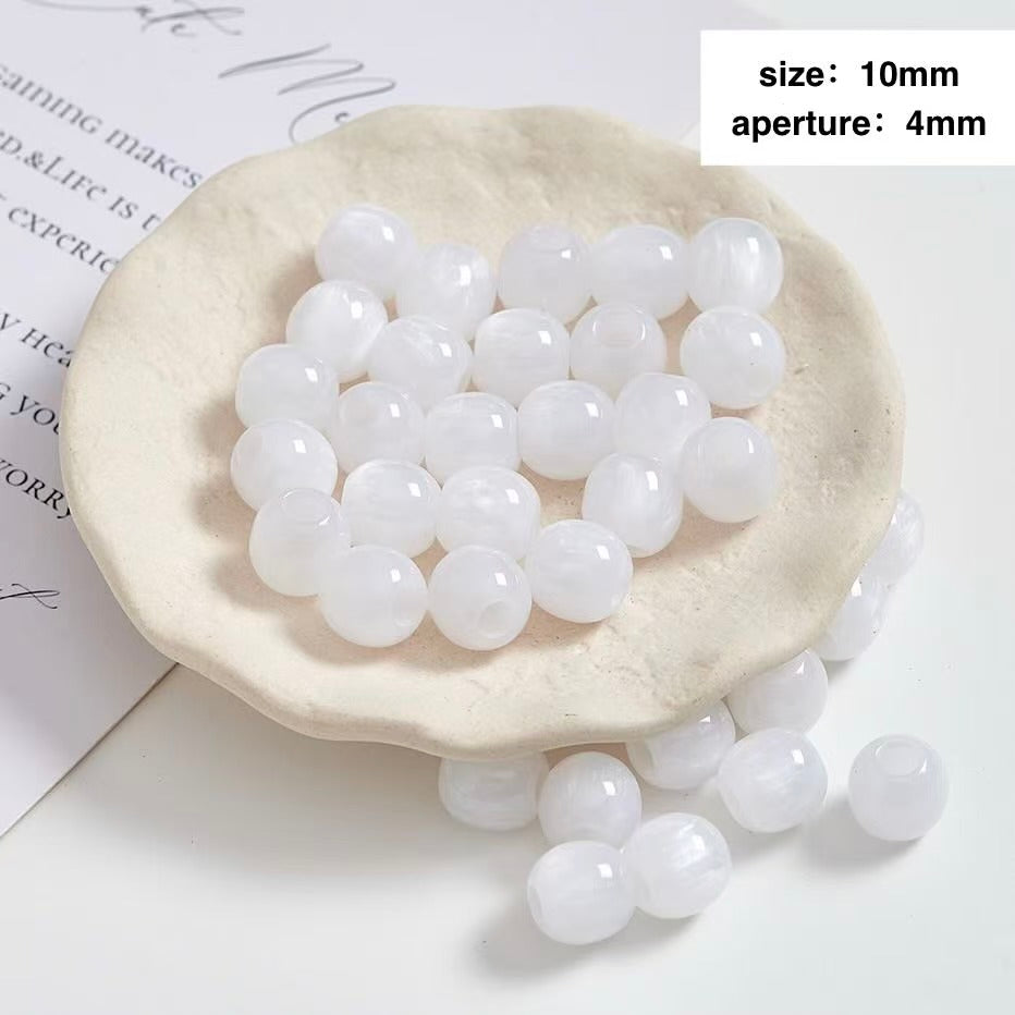 Lu 100pcs Glazed Resin Loose Beads