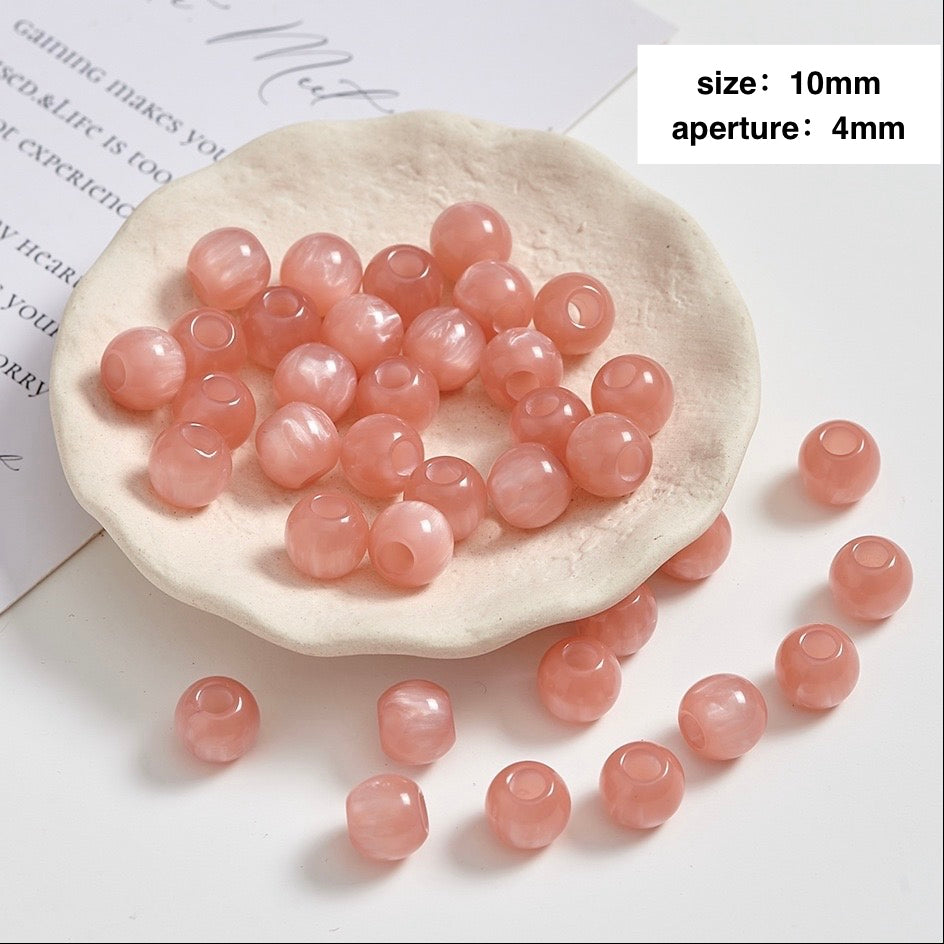 Lu 100pcs Glazed Resin Loose Beads