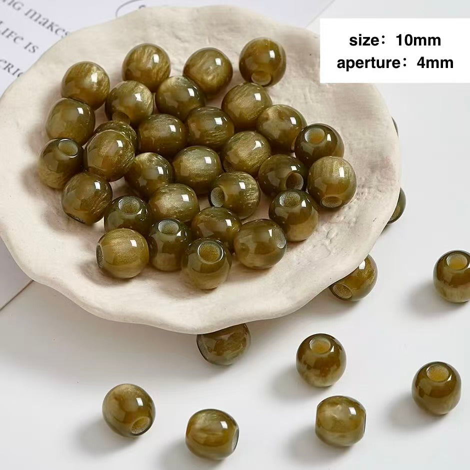 Lu 100pcs Glazed Resin Loose Beads