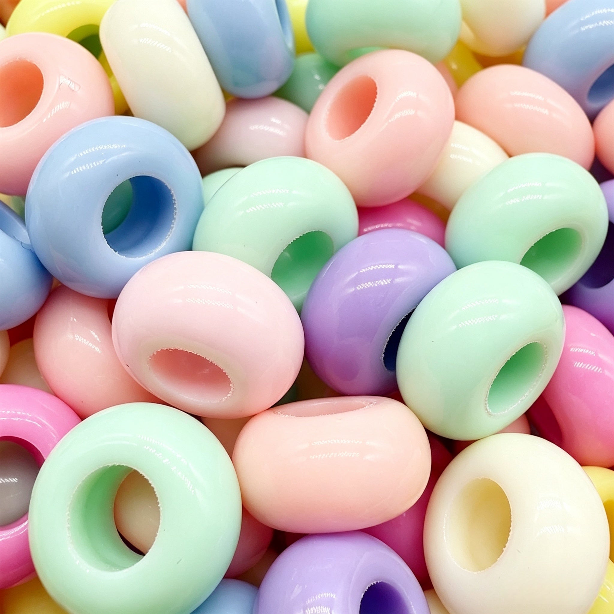 Lu 200pcs Acrylic Candy Color Large-Hole Abacus Beads
