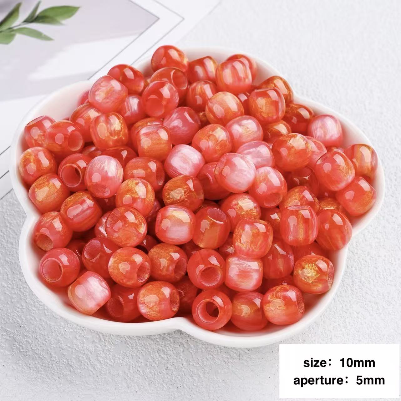 Lu 100pcs Oil Painting Style Resin Round Beads