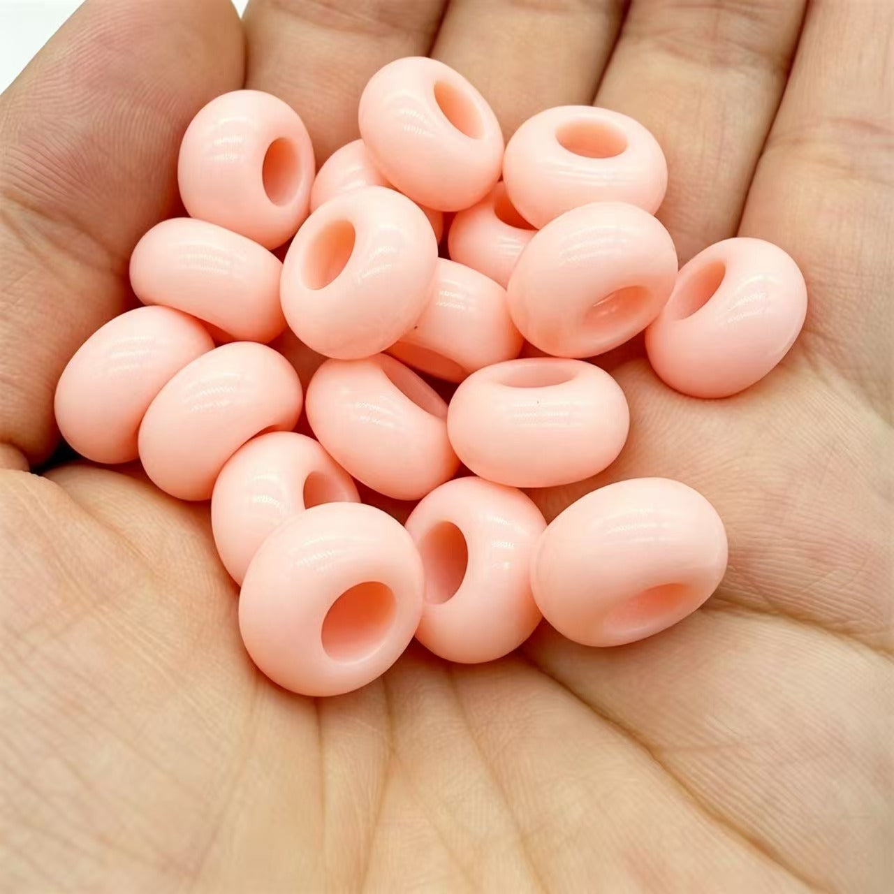 Lu 200pcs Acrylic Candy Color Large-Hole Abacus Beads