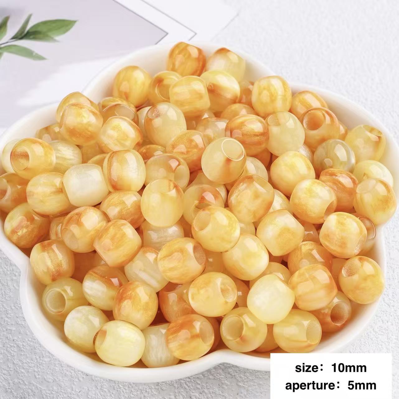 Lu 100pcs Oil Painting Style Resin Round Beads
