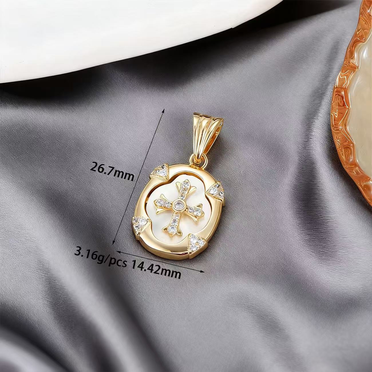 Lu White Mother-of-Pearl Rhinestone Multi-Style Pendants
