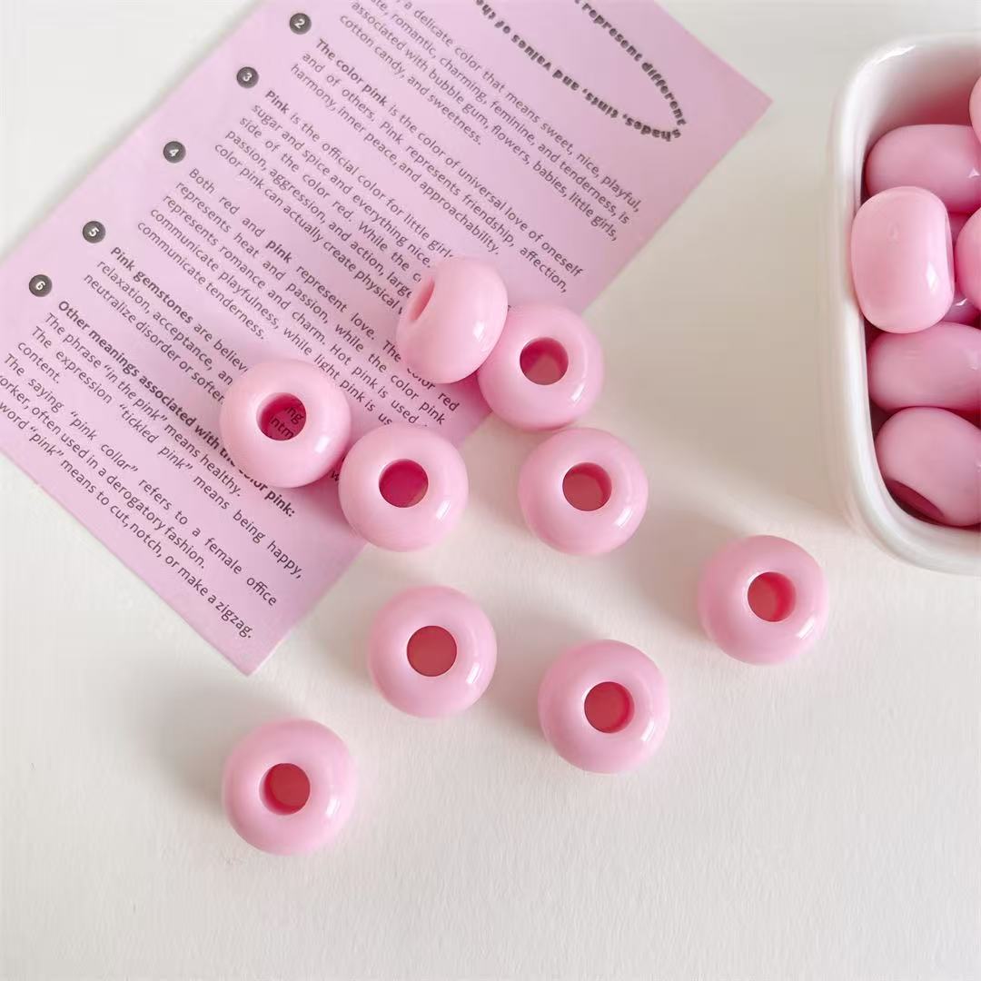 Lu 100pcs Acrylic Large Hole Wheel Beads