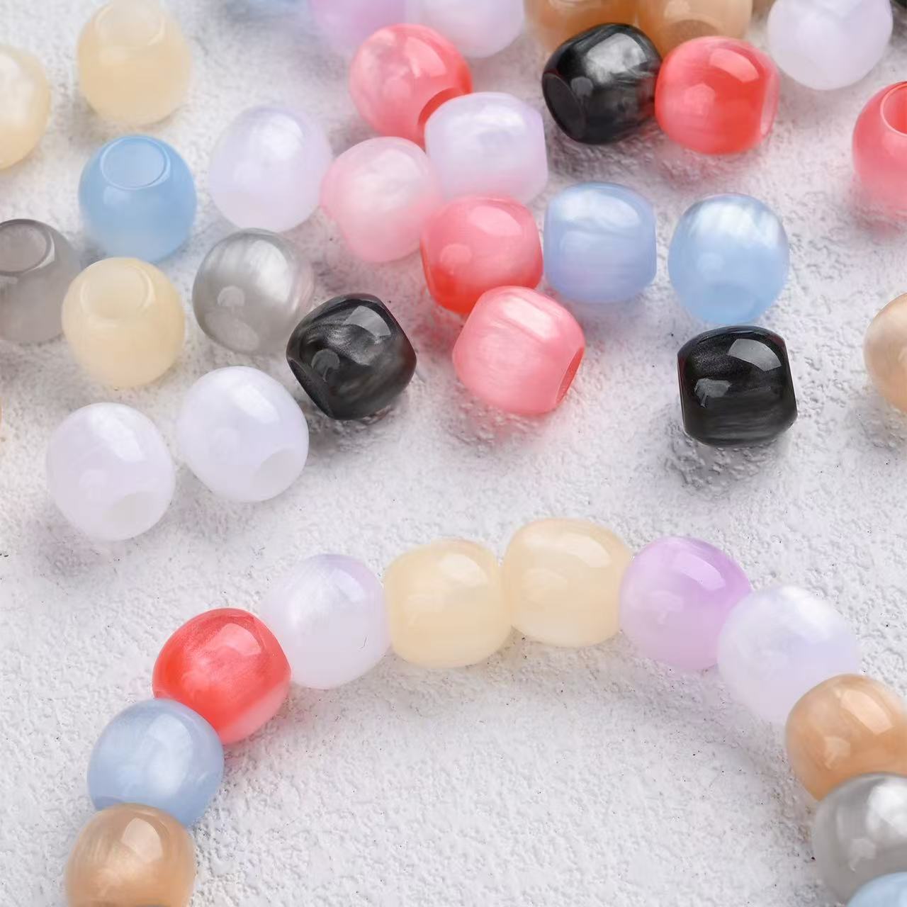 Lu 100pcs Multicolor Cat Eye Resin Beads