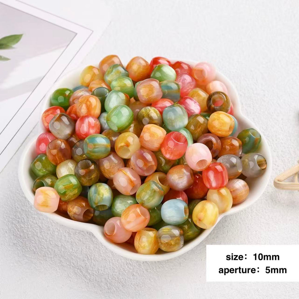 Lu 100pcs Oil Painting Style Resin Round Beads