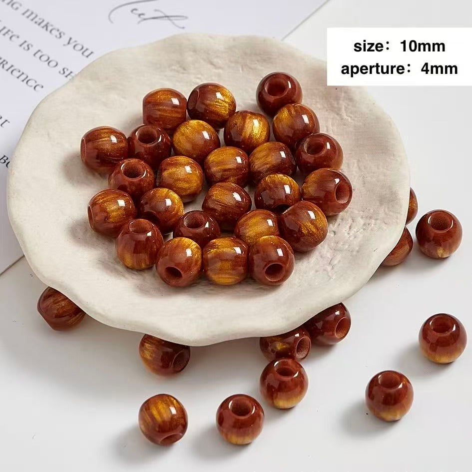 Lu 100pcs Glazed Resin Loose Beads