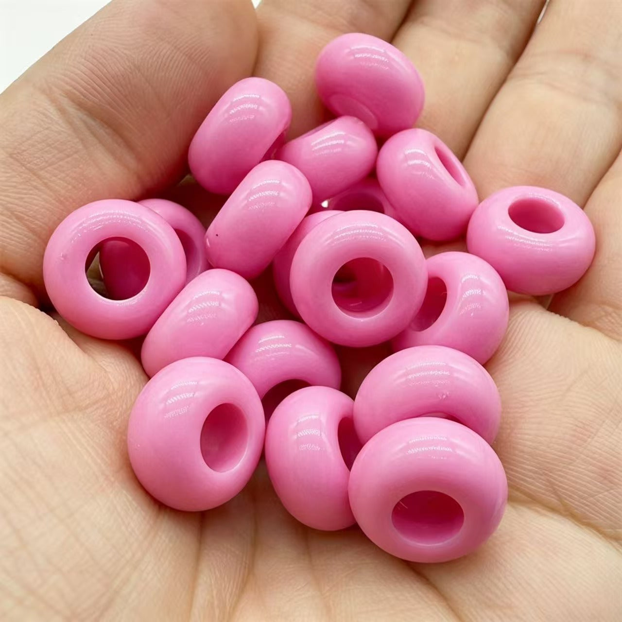 Lu 200pcs Acrylic Candy Color Large-Hole Abacus Beads
