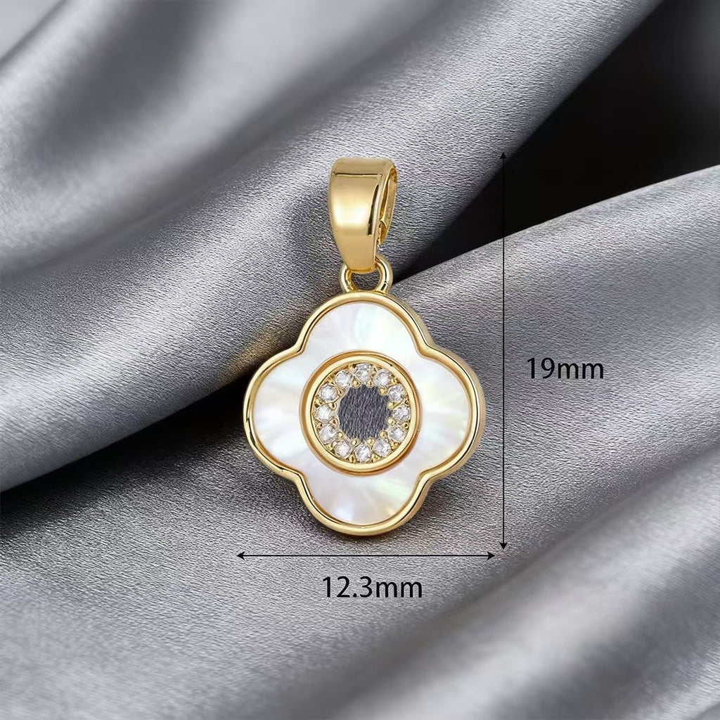 Lu White Mother-of-Pearl Rhinestone Multi-Style Pendants