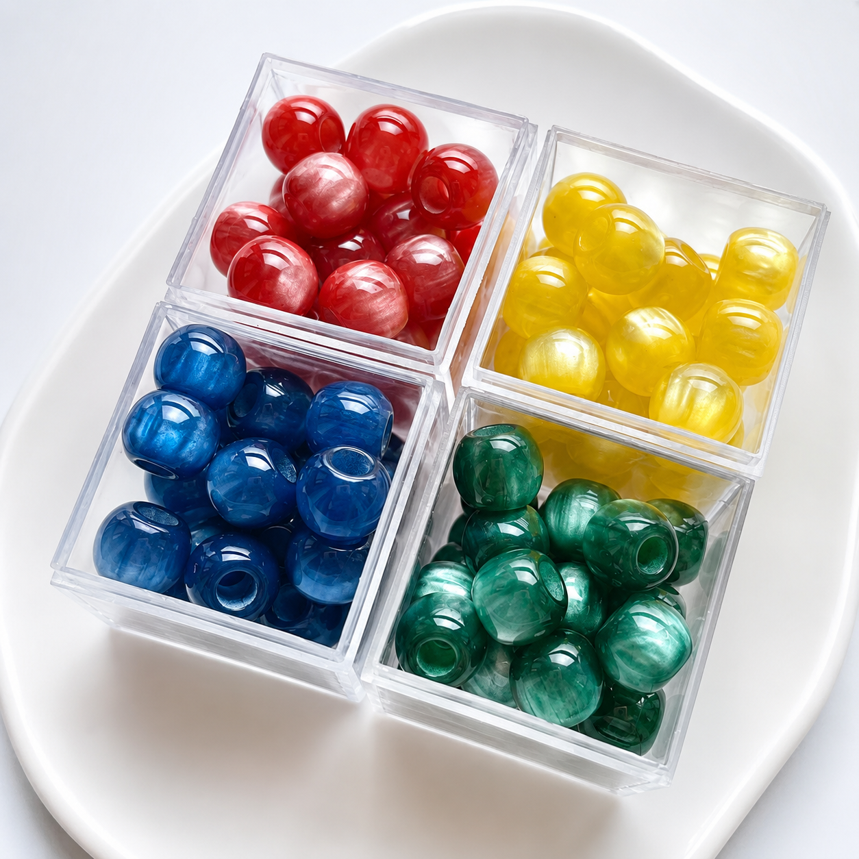 Lu 100pcs Multicolor Water Ripple Large Hole Beads