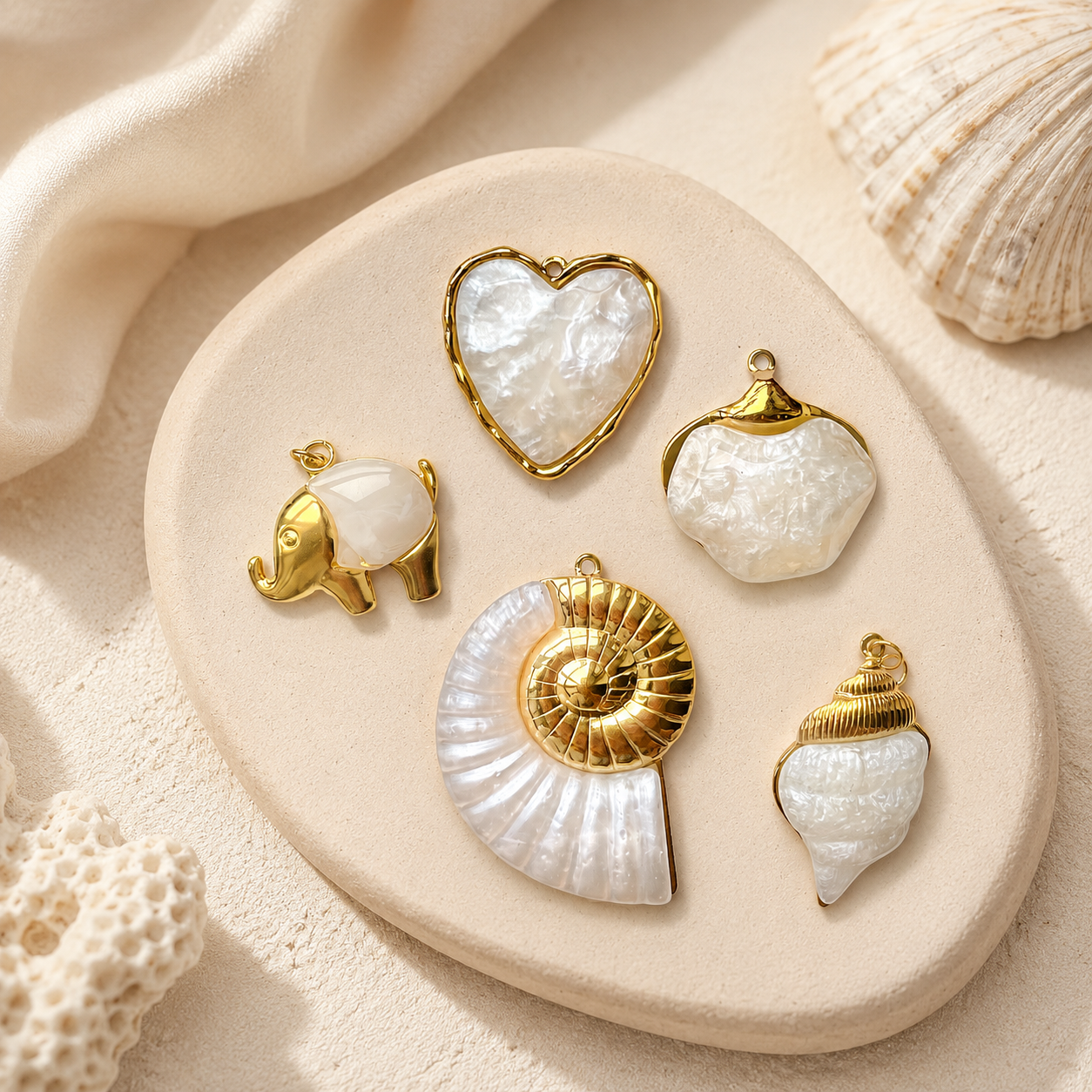 Lu Gold-Plated Stainless Steel Mother-of-Pearl Pendant