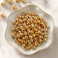 Lu 100pcs Color-Retention Electroplated Gold ABS Large-Hole Round Beads