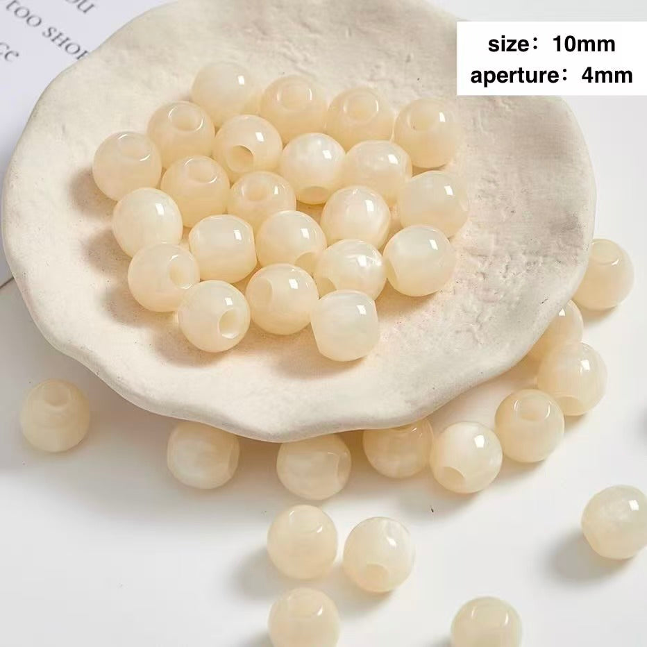 Lu 100pcs Glazed Resin Loose Beads