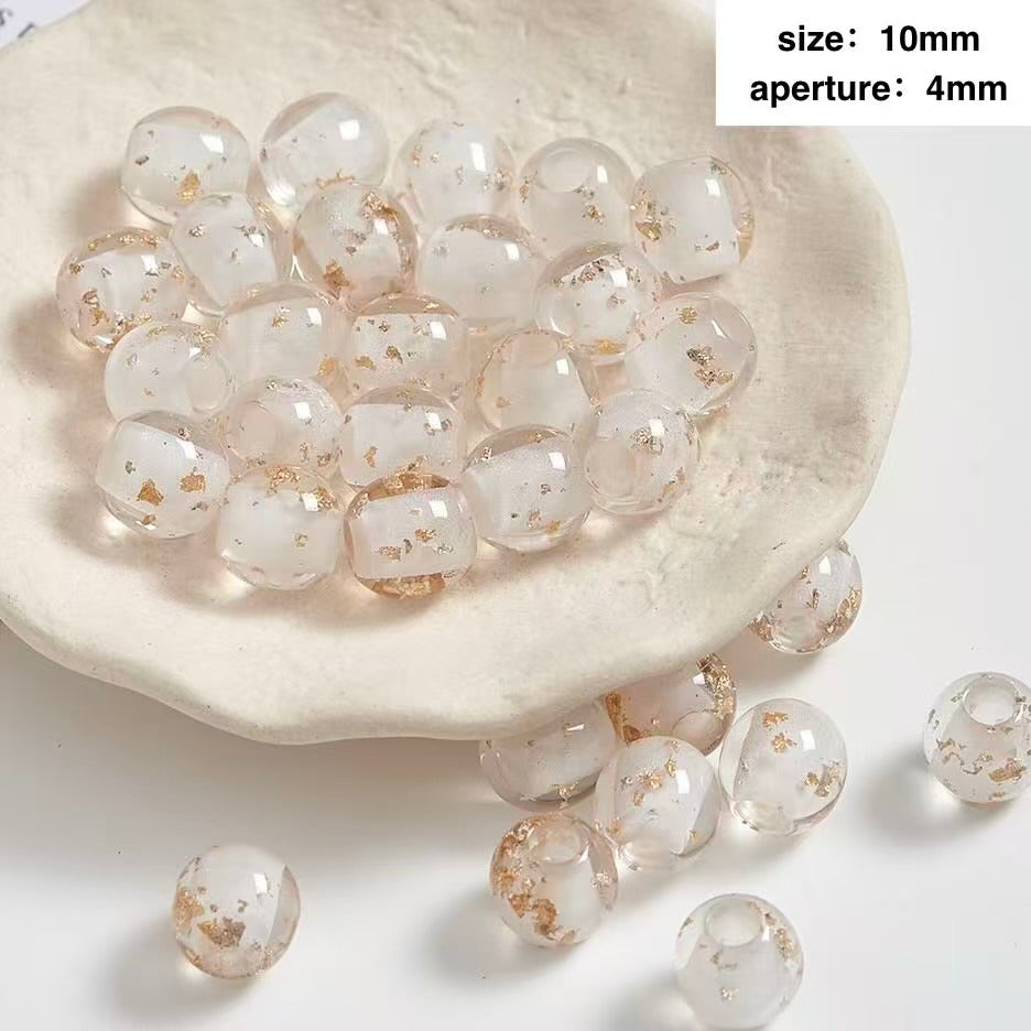 Lu 100pcs Glazed Resin Loose Beads