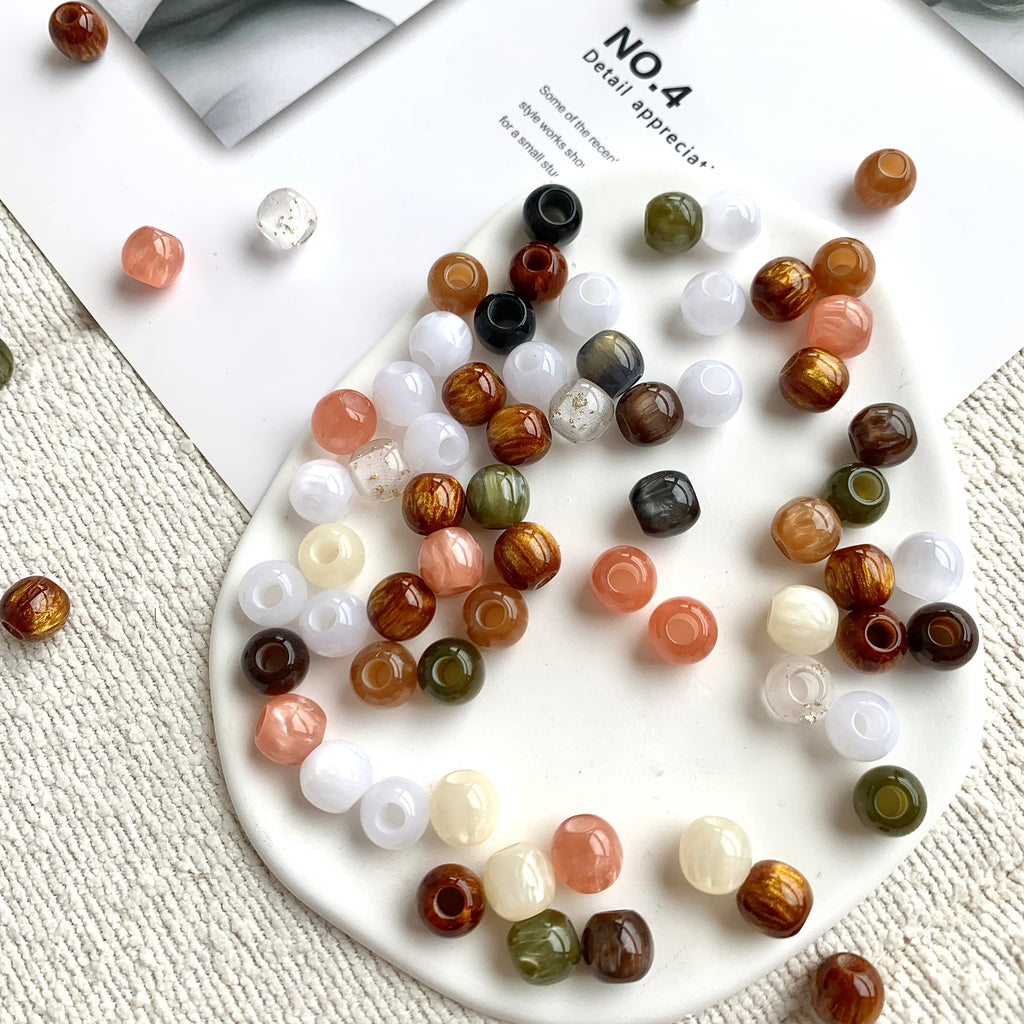 Lu 100pcs Glazed Resin Loose Beads