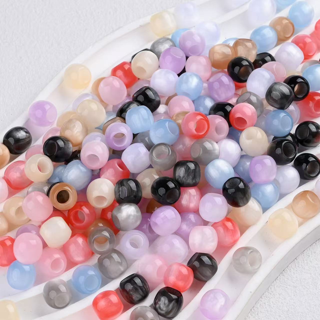 Lu 100pcs Multicolor Cat Eye Resin Beads