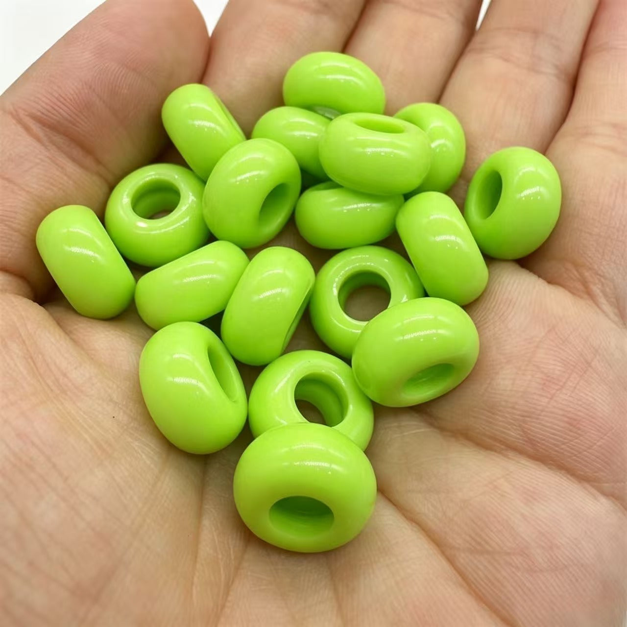 Lu 200pcs Acrylic Candy Color Large-Hole Abacus Beads