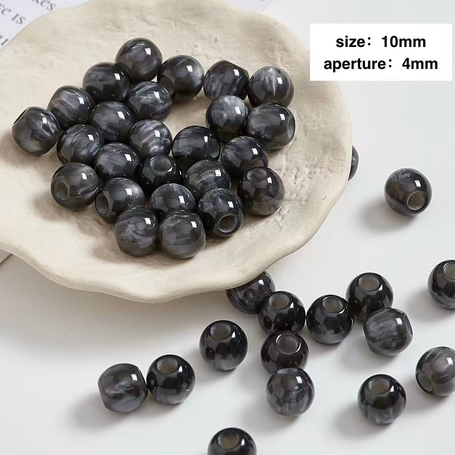 Lu 100pcs Glazed Resin Loose Beads