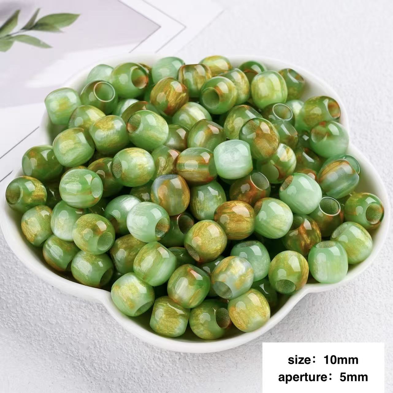 Lu 100pcs Oil Painting Style Resin Round Beads