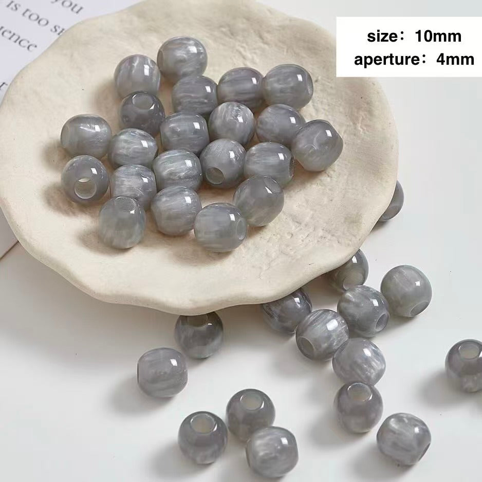 Lu 100pcs Glazed Resin Loose Beads