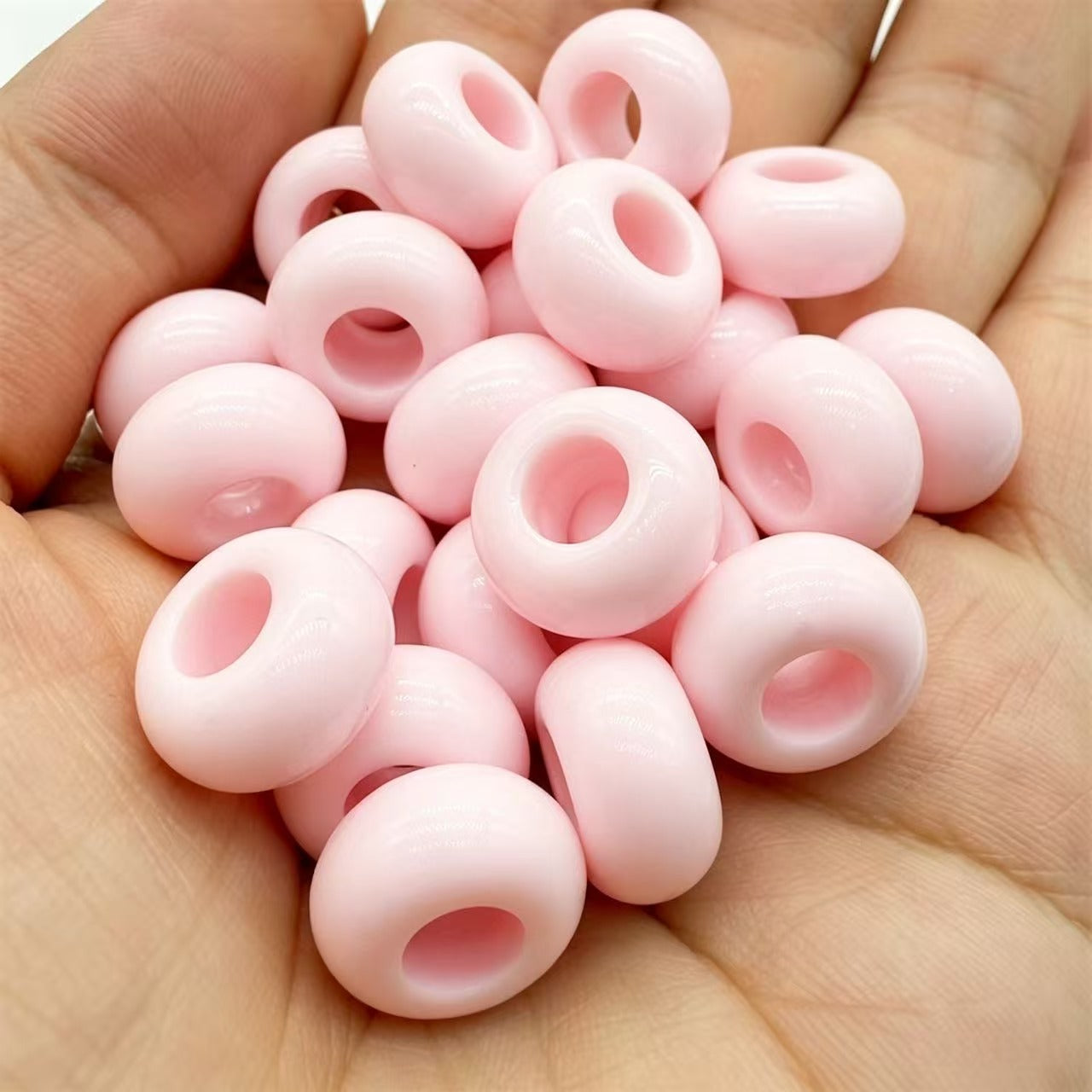 Lu 200pcs Acrylic Candy Color Large-Hole Abacus Beads