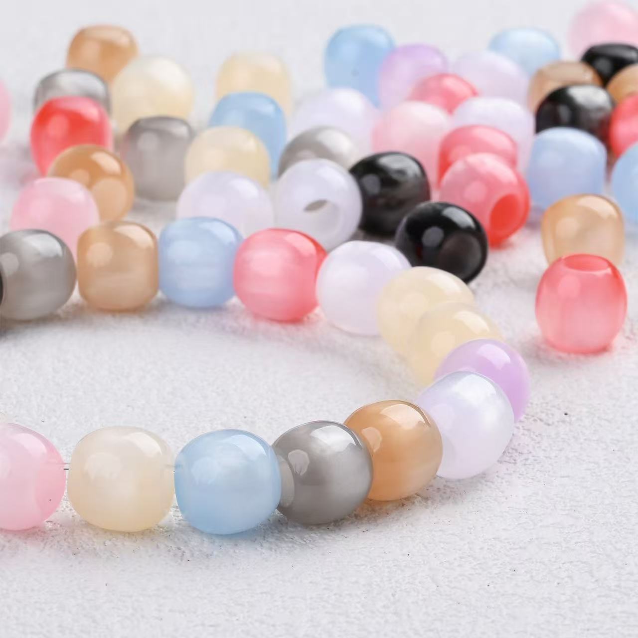 Lu 100pcs Multicolor Cat Eye Resin Beads