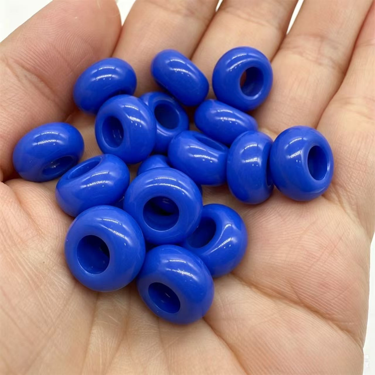 Lu 200pcs Acrylic Candy Color Large-Hole Abacus Beads