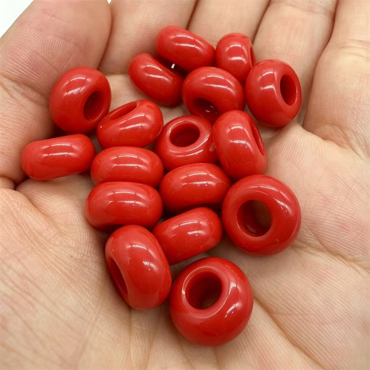Lu 200pcs Acrylic Candy Color Large-Hole Abacus Beads