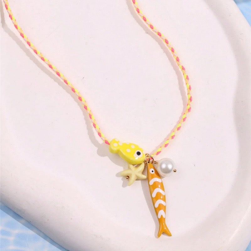 Lu Summer Beach Handmade Fish Pearl Starfish Pendants