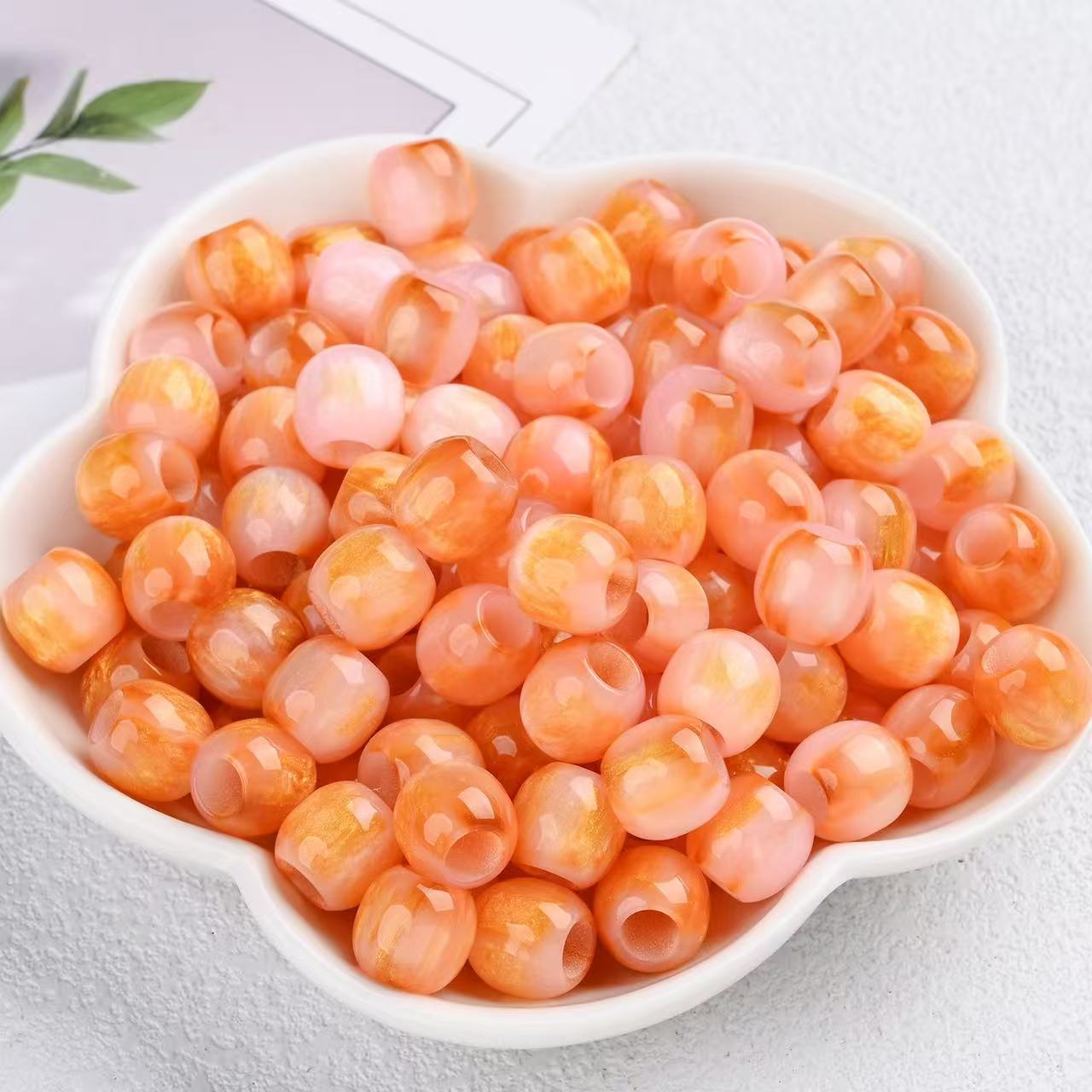 Lu 100pcs Oil Painting Style Resin Round Beads