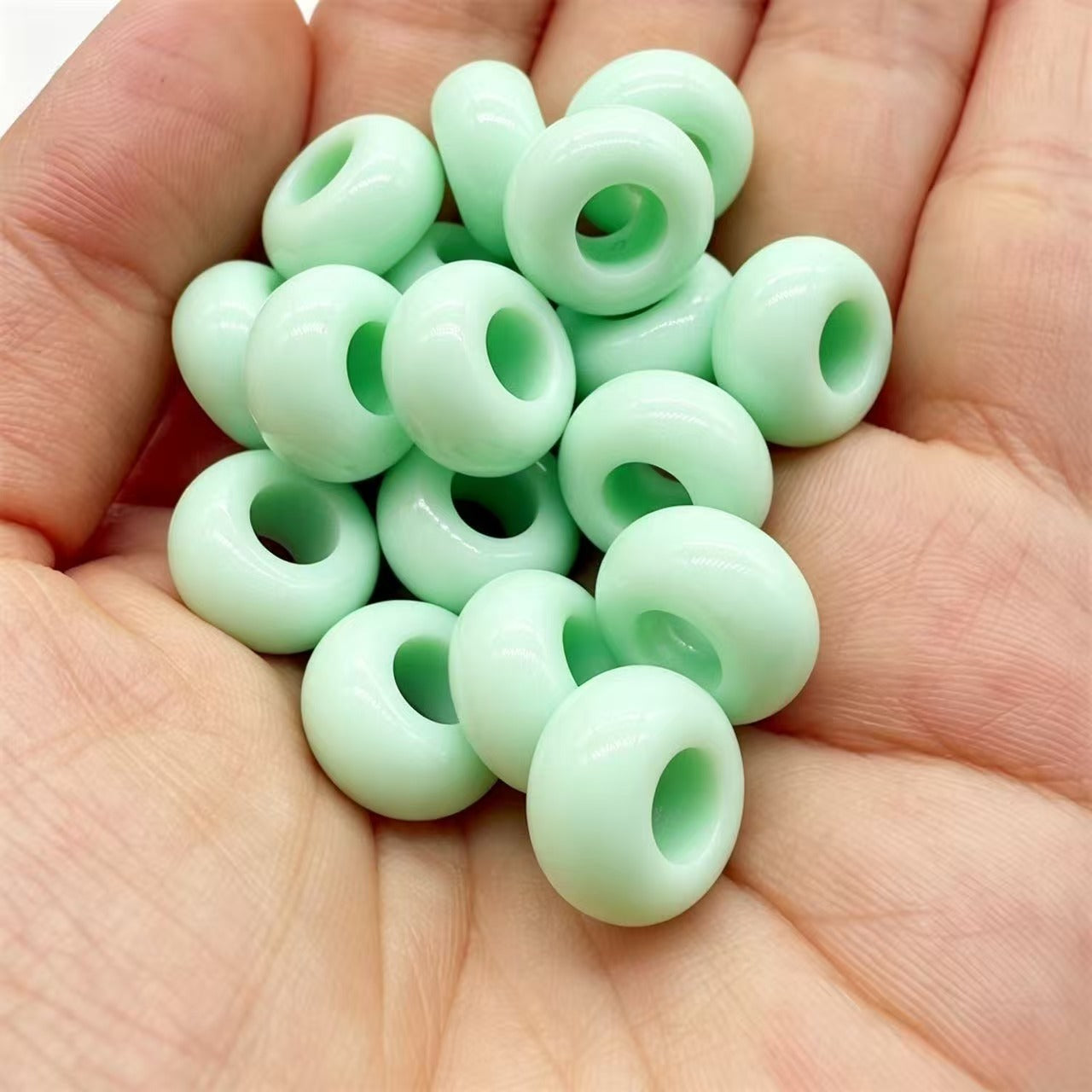 Lu 200pcs Acrylic Candy Color Large-Hole Abacus Beads