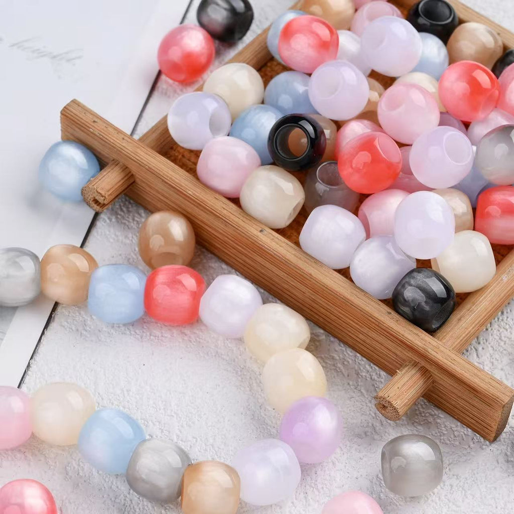 Lu 100pcs Multicolor Cat Eye Resin Beads