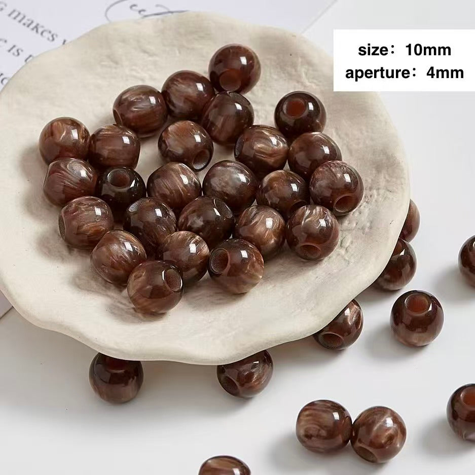Lu 100pcs Glazed Resin Loose Beads